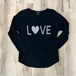 Rachel Zoe - Cashmere Blend - Black Long Sleeve 'LOVE' Sweater - Size Medium